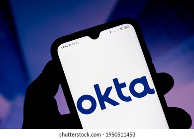 April 6, 2021, Brazil. In this photo illustration a Okta logo seen displayed on a smartphone