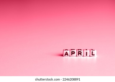 The April image of the January wooden color calendar. Cubes of the 