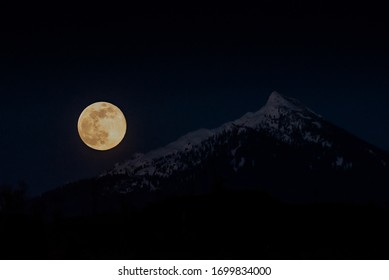 April Pink Moon Over The Mountain