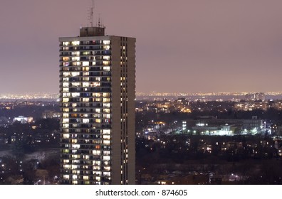 An Aprtment Building At Night.