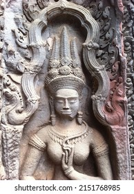 Apsara carving around Bayon Temple, Angkor Thom, Siem Reap, Cambodia