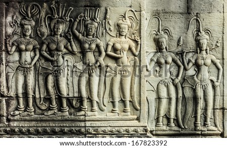 Apsara dancing Stone Carving, Angkor Wat, Cambodia