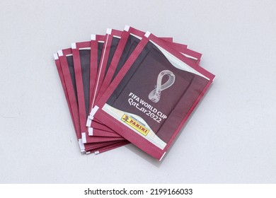 Apucarana, Brazil - 09.07.2022 - Sticker Packs Of World Cup Players Stickers. Fifa World Cup 2022 - Qatar 2022 Album
