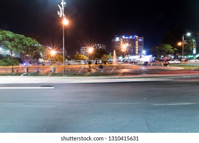 Aqaba, Jordan - February 7, 2019: Great Arab Revolt Circle At Night.