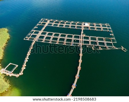 Aquaculture farm. Cultivation of fish, molluscs, shrimps