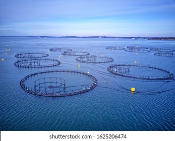 Aquaculture With Net Puller Aside Pier