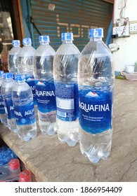 The Aquafina Bottles At A Counter Of A Tea Shop  - Karachi Pakistan - Dec 2020