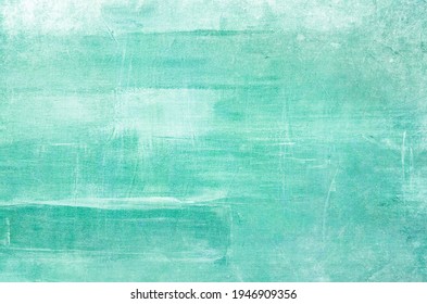 Aquamarine Abstract Painting On Canvas Grunge Background Or Texture 