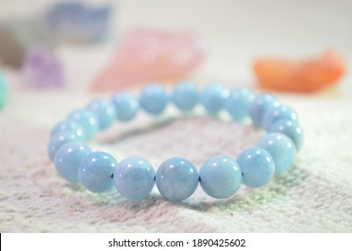 Aquamarine Gemstone Bracelet 10 Mm.