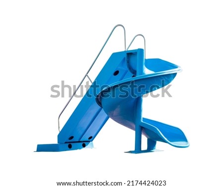 Aquapark or water park slide with stairs isolated on white background include clipping path.