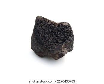 Aquarium Stone, Black Grey Lava Rock Isolated On White Background, Selective Focus