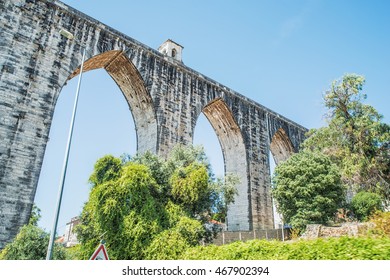 The Aqueduct Aguas Livres (Portuguese: Aqueduto das Aguas Livres "Aqueduct of the Free Waters") is a historic aqueduct in the city of Lisbon, Portugal - Shutterstock ID 467902394