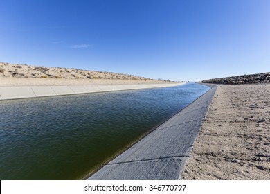 Aqueduct Moving Water Through Mojave Desert Stock Photo 346770797 ...