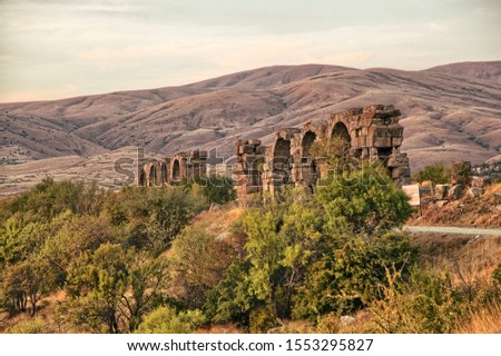 Aqueducts in Pisidia Antiocheia ancient city. Yalvac, Isparta Province. Turkey