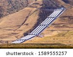 Aqueducts at the south end of San Joaquin Valley, taking pumped water uphill, over the Grapevine, en route to Los Angeles, part of the California State Water Project, California, USA