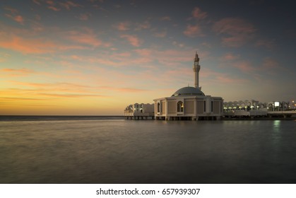 Ar Rahmah Mosque By The Red Sea In Jeddah, Saudi Arabia. Picture Taken During Sunset On 15 December 2015.