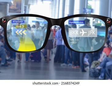 AR Smart Glasses technology with flight notification and indoor AR navigation gps system - Powered by Shutterstock - Get 15% off with code: PIKWIZARD15