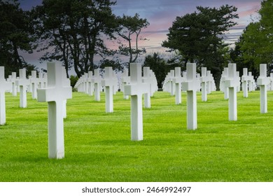 Ar sunset American cemetery at Normandy area. WWII memorial. - Powered by Shutterstock