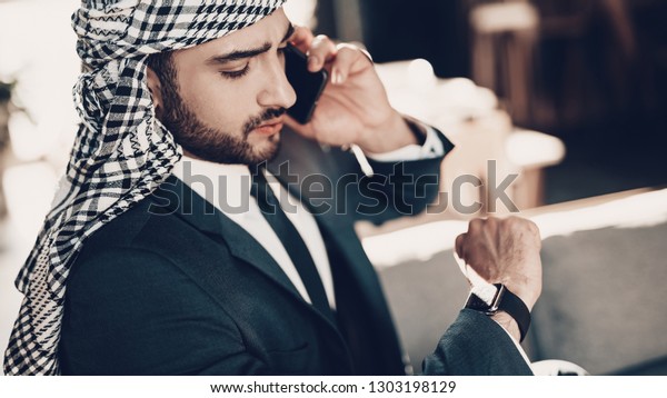 Arab Businessman Man Wearing Black Suit Stock Photo Edit Now 1303198129