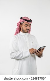 Arab Businessman Using Digital Tablet