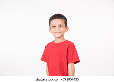 Arab Child Standing On White Background