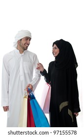 Arab couple shopping