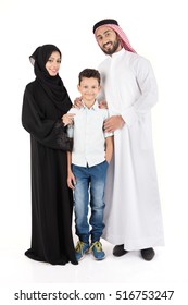 Arab family on white background
