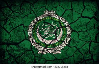 Arab League flag pattern on the crack soil texture ,retro vintage style