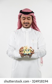 Arab Man Holding Gift Box