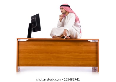 Arab Man Sitting At His Desk