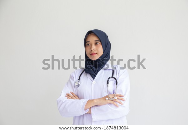 Arab Muslim Doctor Nurse Standing Uniform Stock Photo 1674813004 ...