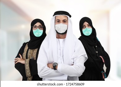 Arab People wearing Face mask for protection