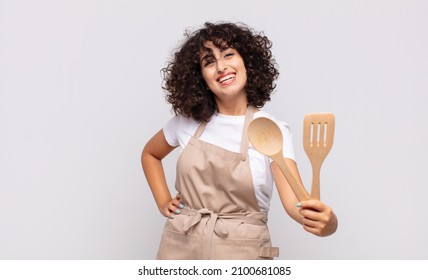 Arab Pretty Woman Chef Wearing An Apron.