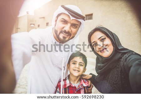 Arabian family portrait in the old city. 