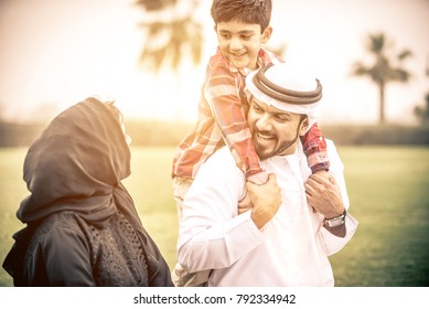 Arabian family portrait in the park