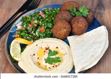 Arabian meal, hummus and falafel 