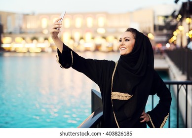 Arabian Woman Taking Selfie.