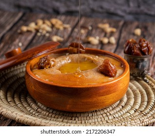 ARABIC BREAKFAST LIVER AND MASOOB SAUDI FOOD.
 - Shutterstock ID 2172206347