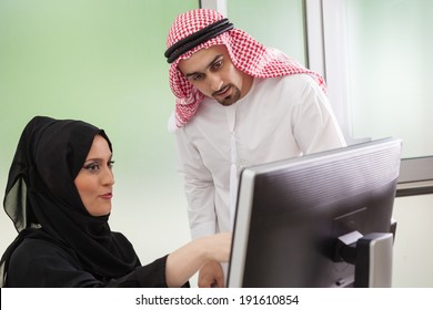 Arabic Business Couple Working In Office