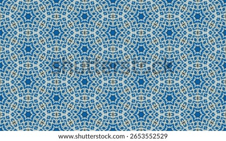 Arabic carpet pattern with Islamic geometric design. Blue seamless pattern background. Star shape symmetrical pattern Can be tiled to create a seamless texture or higher resolution background pattern.