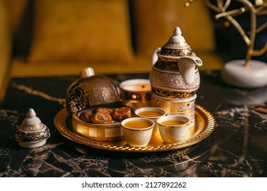 Arabic Coffee And Dates Set Up.
           