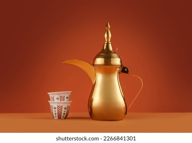 Arabic Coffee pot traditional. Saudi Coffee Dallah, A still life of Saudi traditional coffee pot or Dallah, 
					