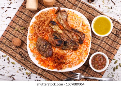 Arabic Dishes Grilled With Rice Mathbi - Mandi