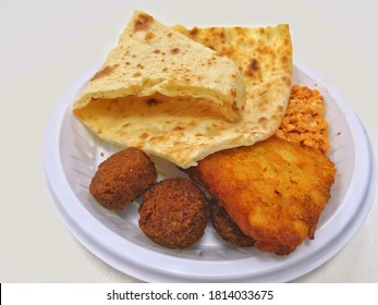 Arabic Food Kuboos And Tamiya In White Plate - Shutterstock ID 1814033675
