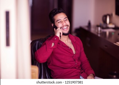  Arabic Guy Talking To Someone, Arabian Model Looking Young Calling Phone And Looking To Camera Concept Theme In Alexandria Egypt In Middle East Africa

