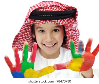Arabic Muslim playful colorful child