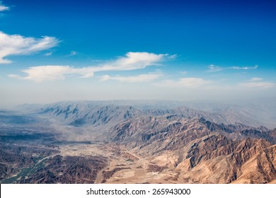 Arabic Peninsula Oman Mountains Aerial Panorama