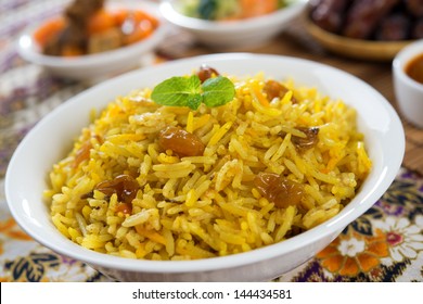 Arabic rice, Ramadan food in middle east usually served with tandoor lamb. Middle eastern food.