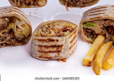 Arabic Shawarma Chicken Durum Fries Image Stock Photo 1660385305 ...