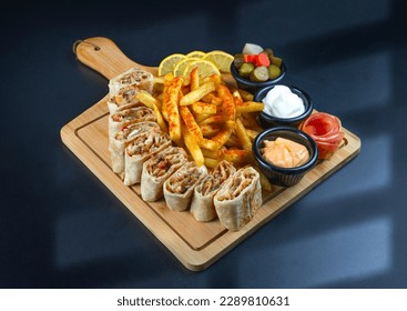 Arabic shawarma meal
Chicken slices with mayonnaise
